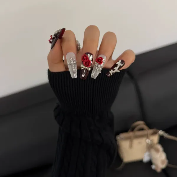 Pink French 3D Design Press-on Nails Full Coverage Glossy for Daily Wear photo-5