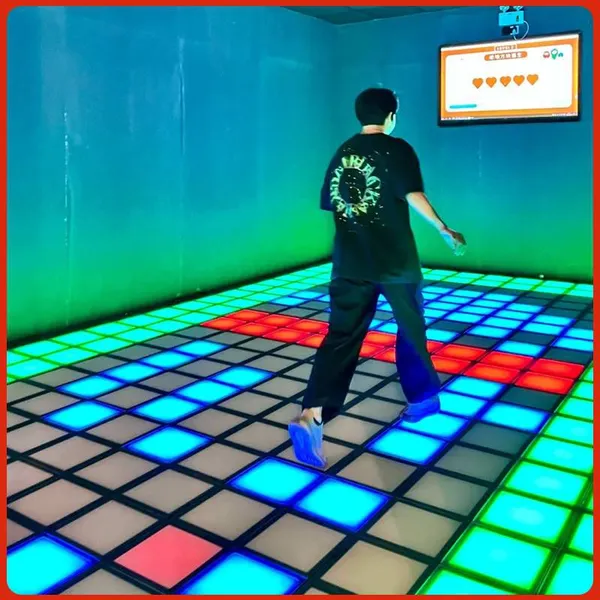 Interactive Led Glowing Floor Tiles for Jumping Grid Square Game, Gravity-sensing Equipment for Escape Room, Factory photo-4