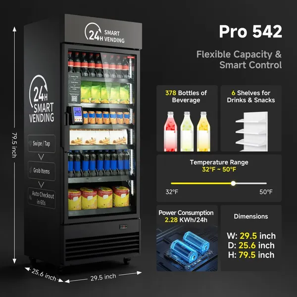 Haha Vending Smart Open-Front Design Contactless Payment Visual Recognition AI Vending Machine 542 Pro photo-4