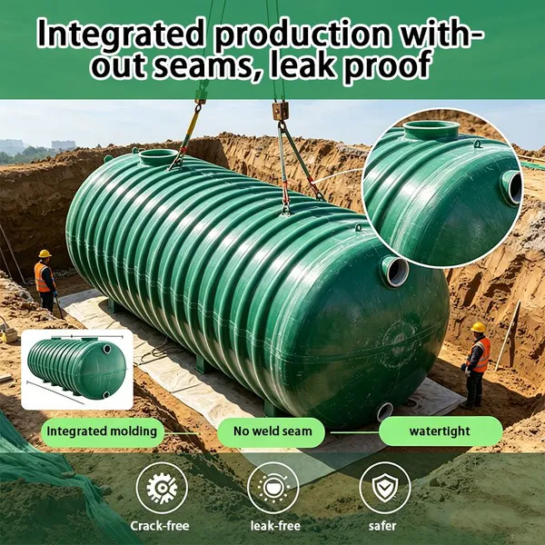 Corrugated FRP Septic Tank Sludge Reduction Low Emission Wastewater Treatment Tank