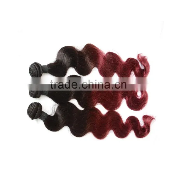 Factory Fashion High Quality Body Wave Virgin Colored Two Color Hair Weave,two Tone Ombre Colored Hair Weave