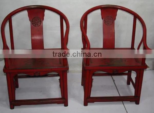 Chinese Antique Red Chair Dinning Room Furniture