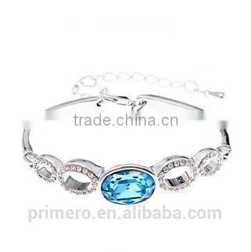 New Design Oval Austrian Crystals 18k Platinum Plated Bracelet Bangle Jewelry Gifts photo-2