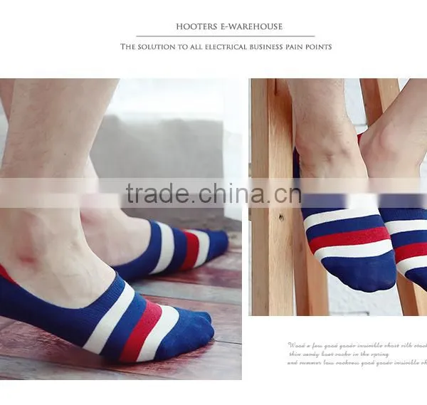 2016 New Design Men Sexy Multicolors Stripe Non-Slip Men Invisible Socks With Gel Custom Socks photo-2