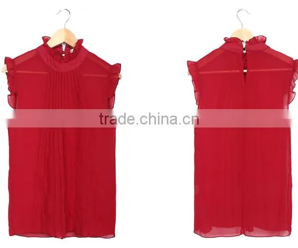 2016 Guangzhou New Arrivals Summer Sleeveless Red Chiffon Top photo-5