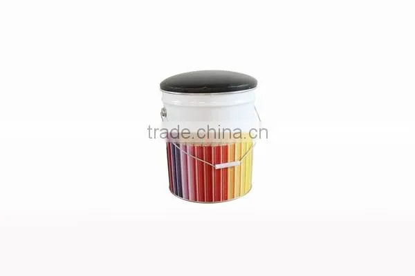 New Customized Round Colorful Metal Stroage Bucket Stool photo-2