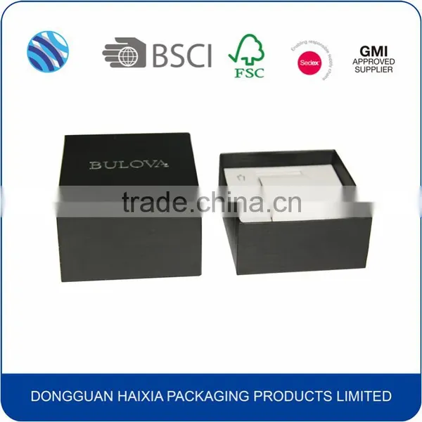 Black Texture Grain Paper Watch Gift Box photo-4