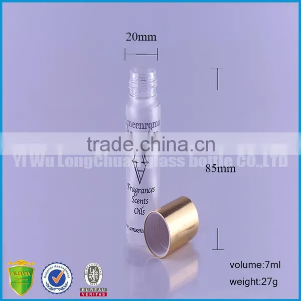 Long Custom Clear Round Frosted Glass Bottles10ML With Gold Cap photo-2