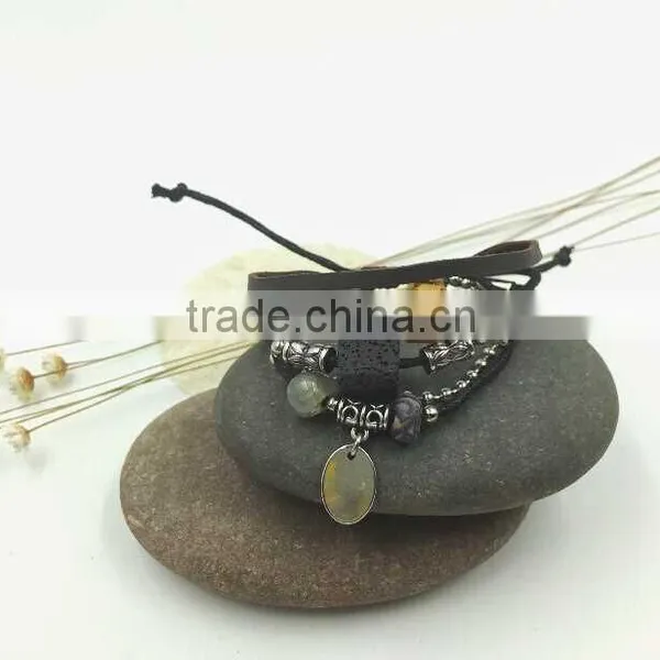 Bob Trading Custom Volcanic Lava Rock Stone Bracelet Wide Elastic Bracelet