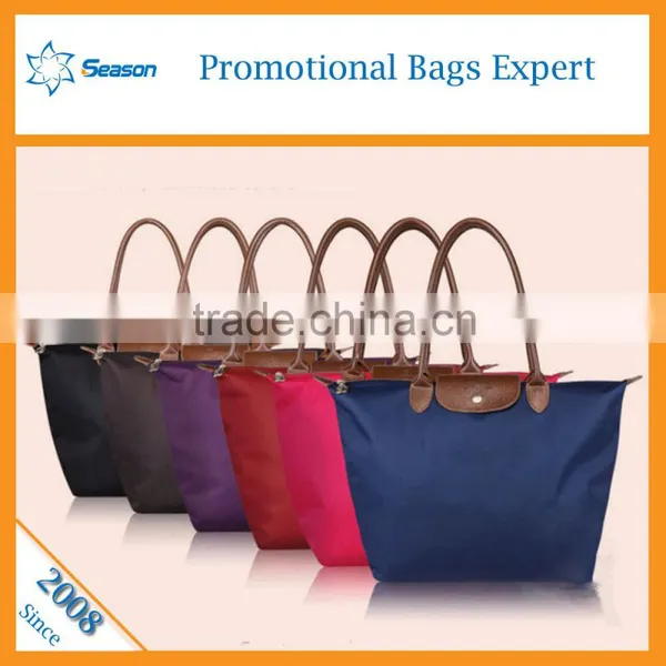 Simple and Clean Dumpling-shape Ladies Foldable Polyester Shopping Hand Bags Women Supplier's Choice