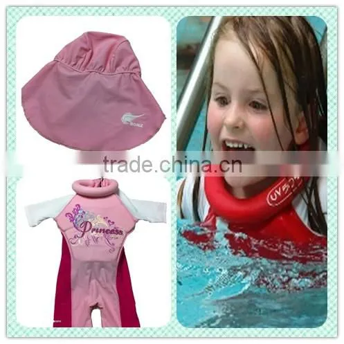 Wholesale Girls Swim Training Floatsuit Swimming Aid Float Suit One Piece Swim Floatie for Pool With Short Sleeves F4404