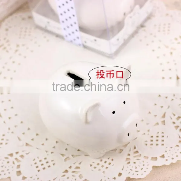 Baby Shower Giveaways for Guest--Lovely Ceramic White Pig Bank Wedding Bridal Favor photo-3