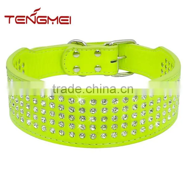 Rhinestones Dog Collars Crystal Diamonds Studded PU Leather Dog Collar