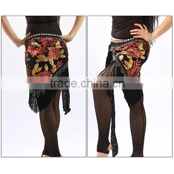 Wuchieal Wholesale Belly Dance Hip Scarves, Belly Dance Hip Belt With Tassels and Sequins