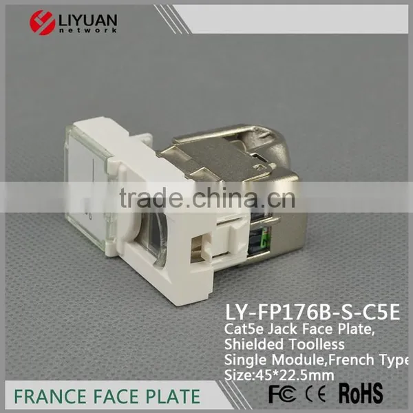 LY-FP176B-S-C5E Single Port Shielded Toolless Single Modul Cat5e Jack Legrand RJ45 Face Plate photo-3