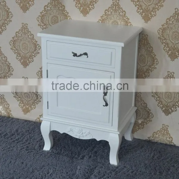 Commercial Home Furniture Fashion High Gloss White Wooden Nightstands