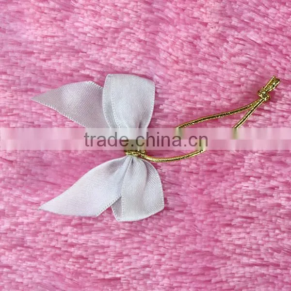 Factory High Quality Wholesale Pink Pre-tied Satin Ribbon Bow With Elastic Loop photo-2