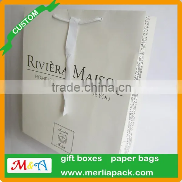 Matte White Paper Bag With Grosgrain Ribbon Home Household Supplies Bag photo-2