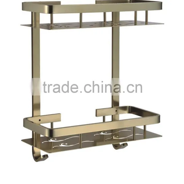 Unique Aluminium Bathroom Corner Shelf With Bar and Bathroom 2 Tier Aluminium Wall Mounted Corner Shelf photo-2