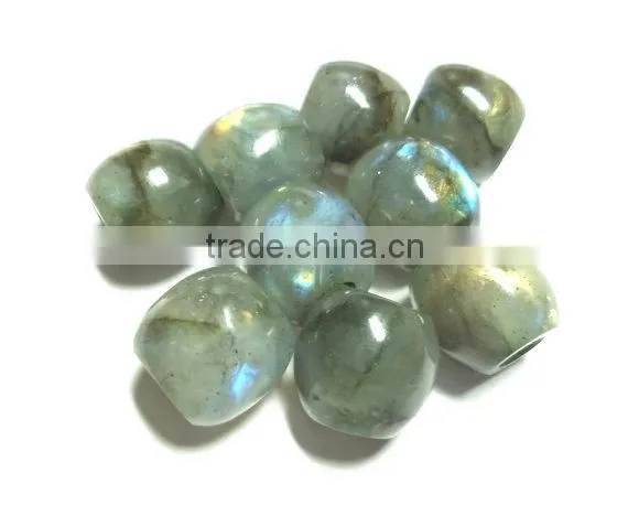 Natural Labradorite Smooth Handmade Barrel Shape Beads