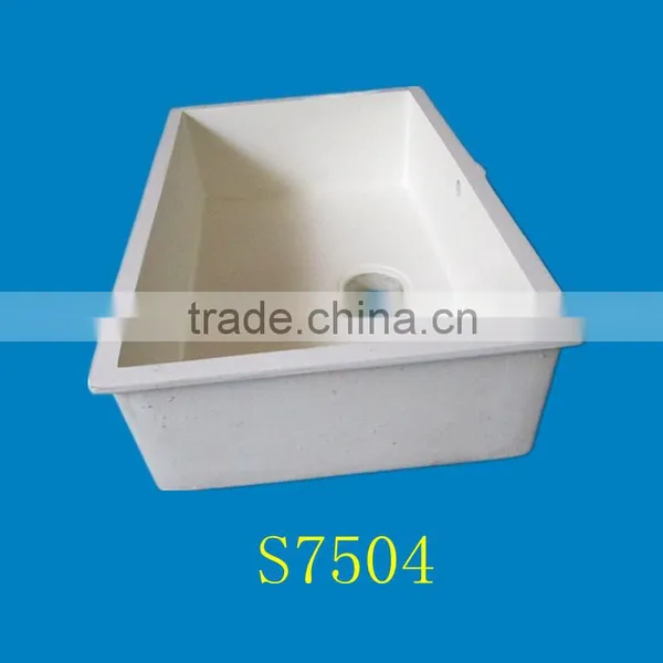 High Quality White Undermount Man-made Stone Kitchen Sink photo-3