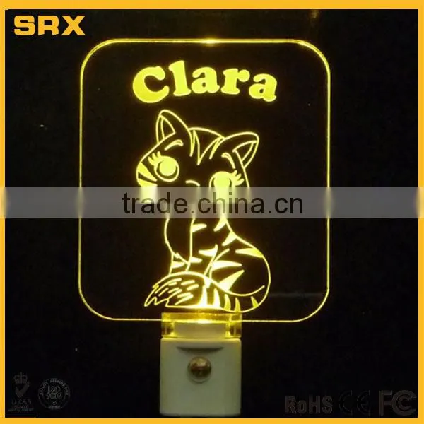 Custom Personalized Kitty Cat LED Night Light, Kitten, Animal, Girl, Lamp Maker photo-2