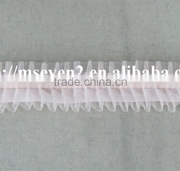 Good Price Pink Color Net Embroidery Lace Trim Cotton Lace Trim Wholesale photo-2