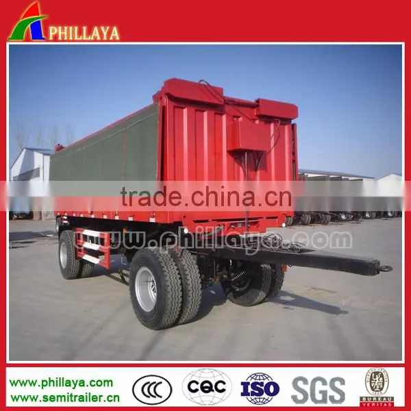 New CIMC Type 3 Axles Steering Trailers / Drawbar Car / 40ton Cargo Small Dump Trailer photo-6