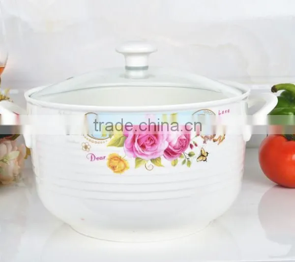 8" Ceramic Cookware Pot Safe for Microwave With Glass Lid photo-2