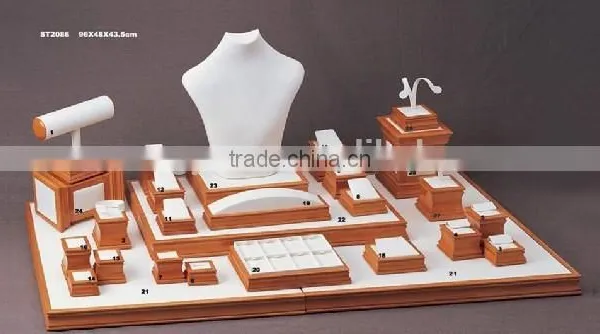 Custom Design Shop Decora Ring Earring Necklace Painted Wooden Jewelry Display Set photo-3