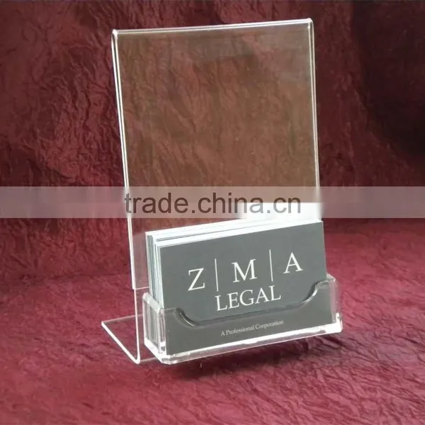 Clear Desktop Unique Business Card Holder Display Stand Acrylic Plastic Desk Shelf Holder for Business Card photo-2