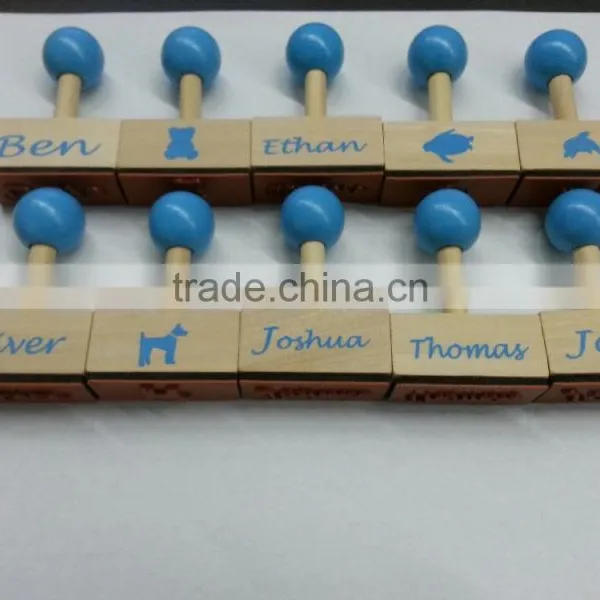 Custom Logo Kids DIY Craft Rubber Wooden Stamp With Ink Pad photo-3
