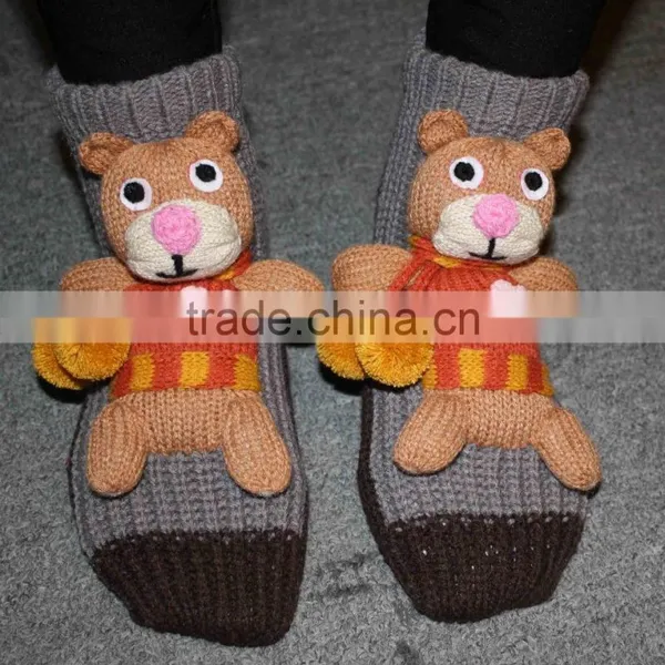 Customized Animal Teen Girl Tube Cartoon Acrylic Sock With Animal Head photo-6