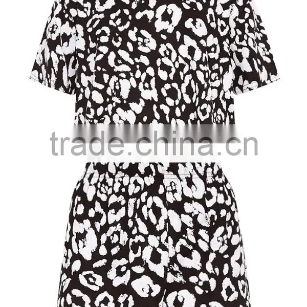 Wholesale Popular Full Print Ladies Summer Pyjama Cotton Short Pajamas Women Jersey Loungwear photo-5
