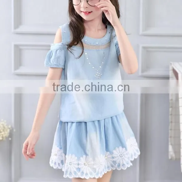 Zm35701a Baby Girls Jeans Shirt and Skirt Fashion Boutique Clothing Set photo-2