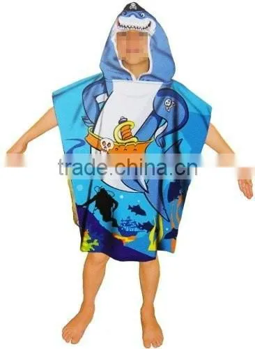 Adults and Childrens Hooded Poncho Beach Robe Towelling Velour Printing photo-2