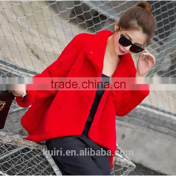 2016 Autumn New Arrival Irregular Whole Skin Rex Rabbit Fur Coat Outerwear Women Fashion Turn Down Collar Real Fur Jacket photo-5