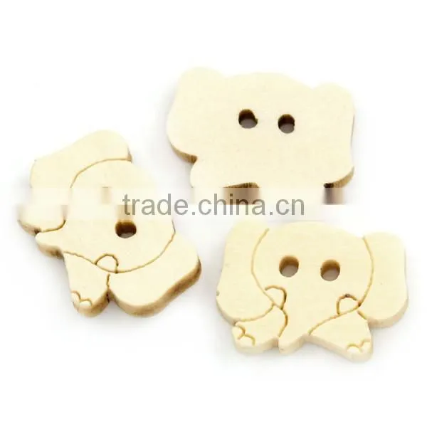 Wood Sewing Buttons Scrapbooking Elephant Head Natural 2 Holes 17x12mm photo-3