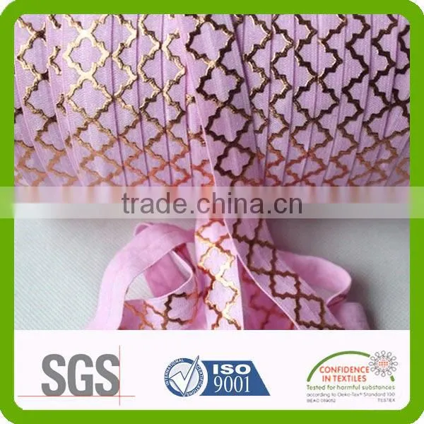 Custom Color Soft Nylon Fabric Gold Foil Print Elastic photo-3