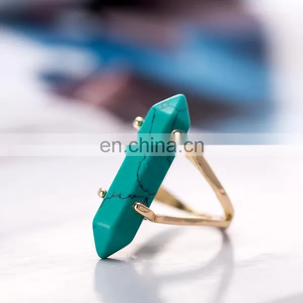 Latest Design Unisex Rocker Hexagon White Textured Crystal Quartz Wand Double Terminated Point Ring photo-4