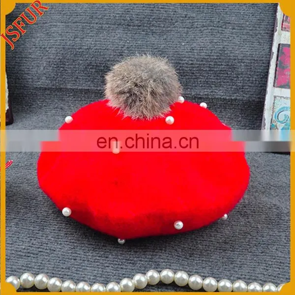 Custom Colour Real Fox Fur Pearl Kids Cap Hat photo-2