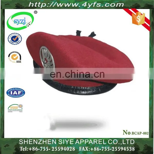 Red Color 100% wool Military Beret Cap