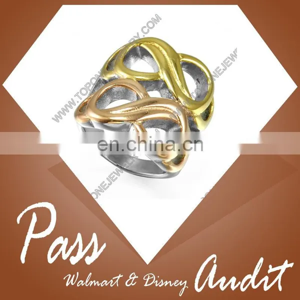 Cheap Wholesale Stainless Steel Personality Infinity Women's Wedding Pink Gold Rings Jewelry Gifts photo-3
