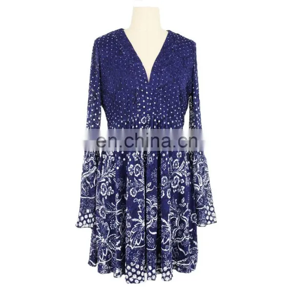 Guangzhou Factory Floral Print Plus Size Clothes Women Lace Shirt photo-6