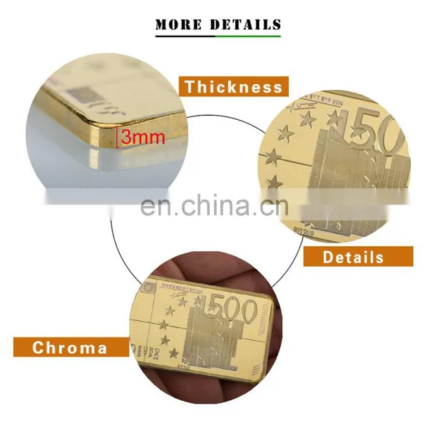 WR Valentine's Day Gift Euro 500 Gold Plated Bar Luxury Home Decor Golden Challenge Coin for Collectible Souvenir photo-4
