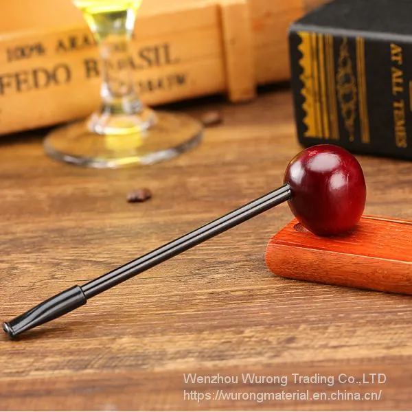 145mm Length Short Wooden Resin Short Tobacco Pipe With Red Sandal Round Head for Smoking photo-5
