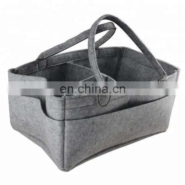 Amazon Hot Selling Felt Diaper Biaper Bag Organizer Grey For Baby photo-3