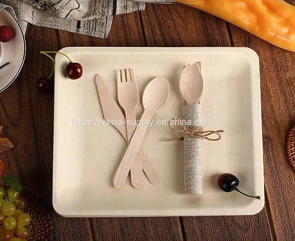 Disposable Wood Serving Dish Big Size 200mm Length Rectangle Plates Tray photo-4