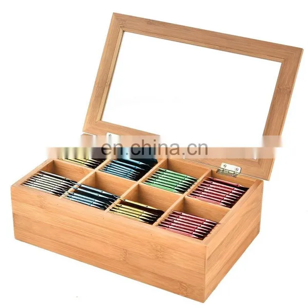 Custom Print Unfinished Bamboo Wooden Tea Packaging With Glass Top photo-5