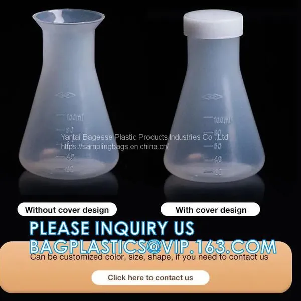 50ml 100ml 250ml 500ml 1000ml Laboratory Narrow Neck Plastic Erlenmeyer Flask, Narrow Neck Flask Erlenmeyer Flask With Lid photo-3